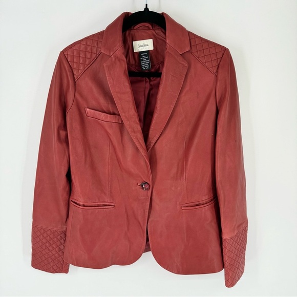 Neiman Marcus Jackets & Blazers - Neiman Marcus Vintage Y2K Dark Cherry Red Quilted Leather Blazer Jacket